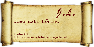 Javorszki Lőrinc névjegykártya